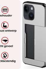 NoXx Hoes Geschikt voor iPhone 14 Hoesje Pasjeshouder Hard Cover Shock Proof Hard Case Hoes Met Kaarthouder - Grijs