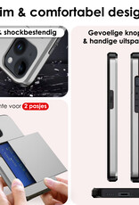 NoXx Hoes Geschikt voor iPhone 14 Hoesje Pasjeshouder Hard Cover Shock Proof Hard Case Hoes Met Kaarthouder - Grijs
