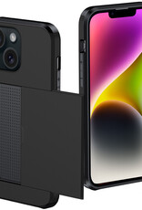 NoXx Hoes Geschikt voor iPhone 14 Hoesje Pasjeshouder Hard Cover Shock Proof Hard Case Hoes Met Kaarthouder - Zwart