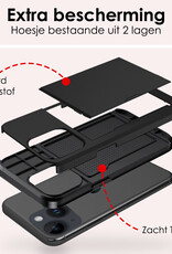 NoXx Hoes Geschikt voor iPhone 14 Hoesje Pasjeshouder Hard Cover Shock Proof Hard Case Hoes Met Kaarthouder - Zwart