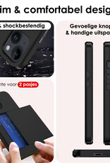 NoXx Hoes Geschikt voor iPhone 14 Hoesje Pasjeshouder Hard Cover Met Screenprotector Shock Proof Hard Case Hoes Met Kaarthouder - Zwart