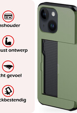 NoXx Hoes Geschikt voor iPhone 14 Plus Hoesje Pasjeshouder Hard Cover Shock Proof Hard Case Hoes Met Kaarthouder - Donker Groen