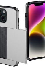 NoXx Hoes Geschikt voor iPhone 14 Plus Hoesje Pasjeshouder Hard Cover Shock Proof Hard Case Hoes Met Kaarthouder - Grijs