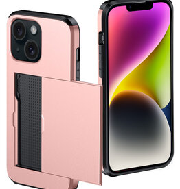 NoXx NoXx iPhone 14 Plus Hoesje Pashouder Hard - Rosé Goud