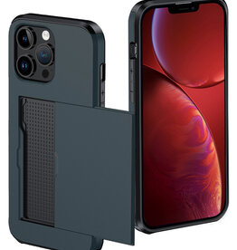 NoXx NoXx iPhone 14 Pro Hoesje Pashouder Hard - Donker Blauw