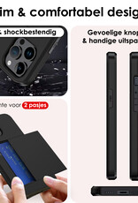 NoXx Hoes Geschikt voor iPhone 14 Pro Hoesje Pasjeshouder Hard Cover Shock Proof Hard Case Hoes Met Kaarthouder - Zwart