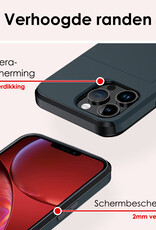 NoXx Hoes Geschikt voor iPhone 14 Pro Hoesje Pasjeshouder Hard Cover Met 2x Screenprotector Shock Proof Hard Case Hoes Met Kaarthouder - Donker Blauw