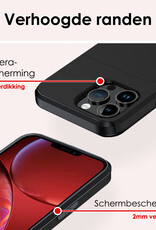NoXx Hoes Geschikt voor iPhone 14 Pro Hoesje Pasjeshouder Hard Cover Met 2x Screenprotector Shock Proof Hard Case Hoes Met Kaarthouder - Zwart