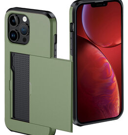 NoXx NoXx iPhone 14 Pro Max Hoesje Pashouder Hard - Donker Groen