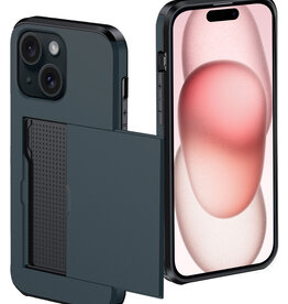 NoXx NoXx iPhone 15 Hoesje Pashouder Hard - Donker Blauw