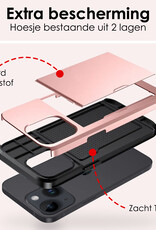 NoXx Hoes Geschikt voor iPhone 15 Hoesje Pasjeshouder Hard Cover Shock Proof Hard Case Hoes Met Kaarthouder - Rosé Goud