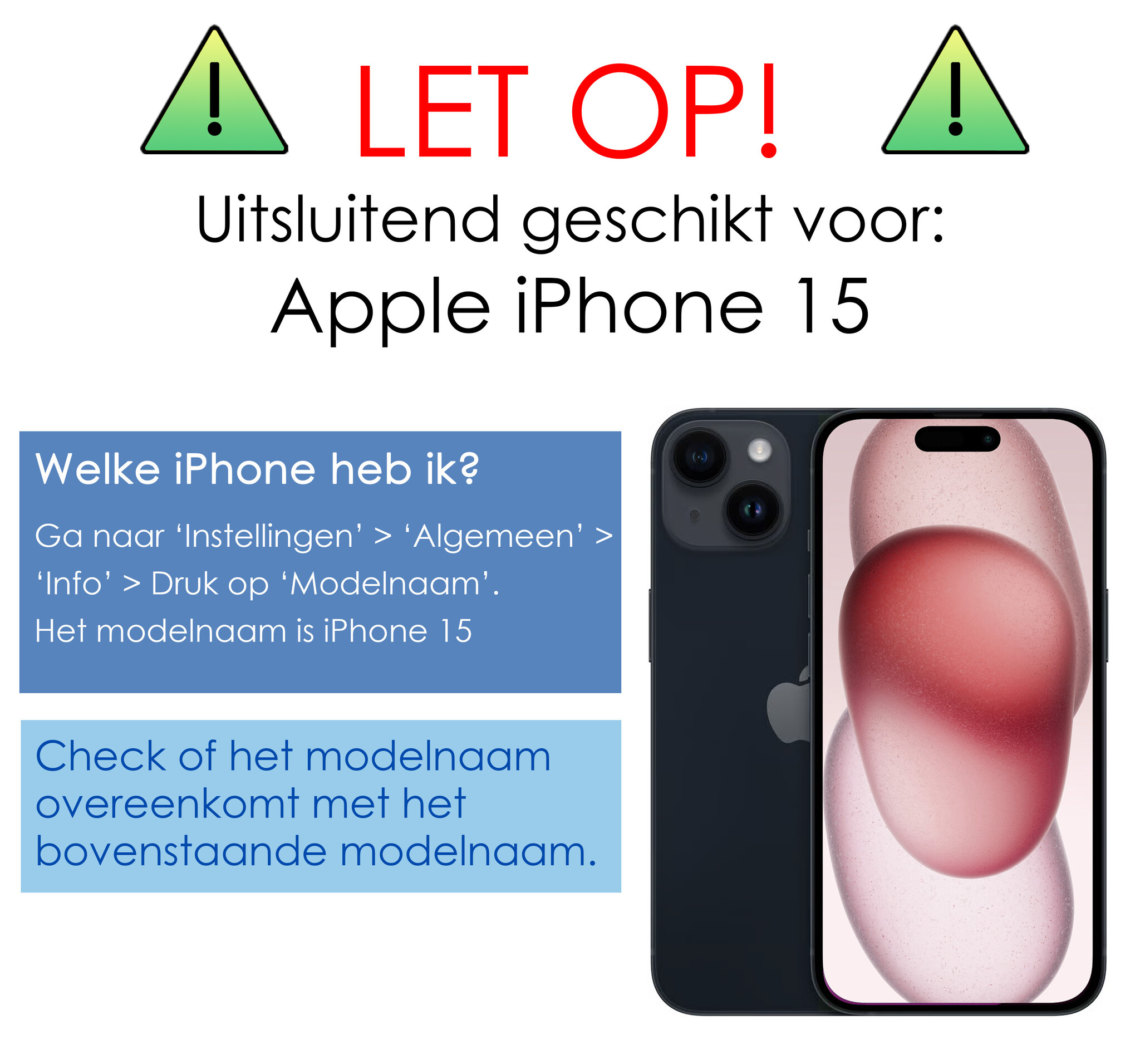 NoXx Hoes Geschikt voor iPhone 15 Hoesje Pasjeshouder Hard Cover Met 2x Screenprotector Shock Proof Hard Case Hoes Met Kaarthouder - Zwart