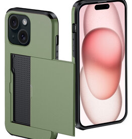 NoXx NoXx iPhone 15 Plus Hoesje Pashouder Hard - Donker Groen