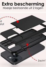 NoXx Hoes Geschikt voor iPhone 15 Plus Hoesje Pasjeshouder Hard Cover Shock Proof Hard Case Hoes Met Kaarthouder - Zwart