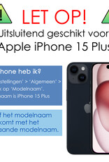 NoXx Hoes Geschikt voor iPhone 15 Plus Hoesje Pasjeshouder Hard Cover Met Screenprotector Shock Proof Hard Case Hoes Met Kaarthouder - Grijs