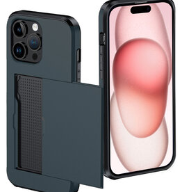 NoXx NoXx iPhone 15 Pro Hoesje Pashouder Hard - Donker Blauw