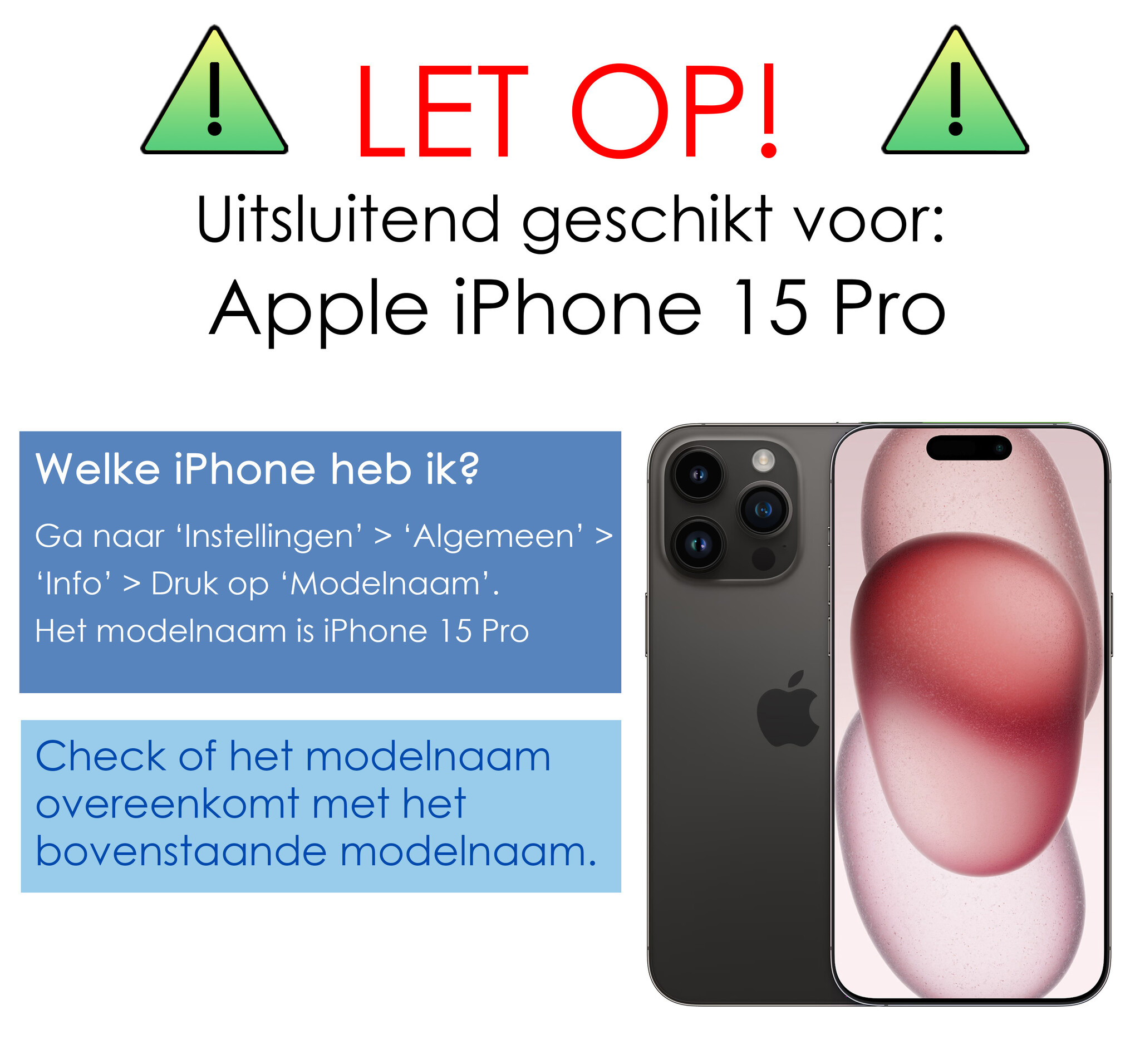 NoXx Hoes Geschikt voor iPhone 15 Pro Hoesje Pasjeshouder Hard Cover Met 2x Screenprotector Shock Proof Hard Case Hoes Met Kaarthouder - Zwart