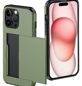 NoXx NoXx iPhone 15 Pro Max Hoesje Pashouder Hard - Donker Groen