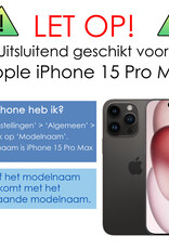 NoXx Hoes Geschikt voor iPhone 15 Pro Max Hoesje Pasjeshouder Hard Cover Shock Proof Hard Case Hoes Met Kaarthouder - Grijs