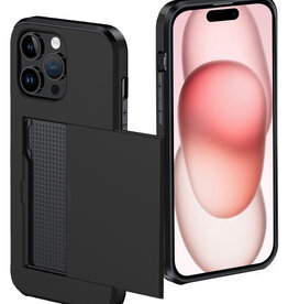 NoXx NoXx iPhone 15 Pro Max Hoesje Pashouder Hard - Zwart