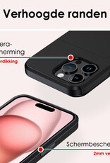 NoXx Hoes Geschikt voor iPhone 15 Pro Max Hoesje Pasjeshouder Hard Cover Shock Proof Hard Case Hoes Met Kaarthouder - Zwart