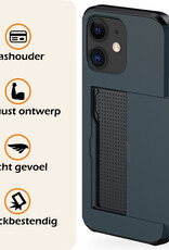 Nomfy Hoesje Geschikt voor iPhone 11 Hoesje Pasjeshouder Shockproof Hard Case - Hoesje Geschikt voor iPhone 11 Hoes Met Kaarthouder - Donker Blauw