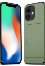 Nomfy Hoesje Geschikt voor iPhone 11 Hoesje Pasjeshouder Shockproof Hard Case - Hoesje Geschikt voor iPhone 11 Hoes Met Kaarthouder - Donker Groen
