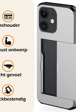 Nomfy Hoesje Geschikt voor iPhone 11 Hoesje Pasjeshouder Shockproof Hard Case - Hoesje Geschikt voor iPhone 11 Hoes Met Kaarthouder - Grijs