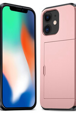 Nomfy Hoesje Geschikt voor iPhone 11 Hoesje Pasjeshouder Shockproof Hard Case - Hoesje Geschikt voor iPhone 11 Hoes Met Kaarthouder - Rosé Goud