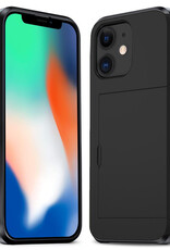 Nomfy Hoesje Geschikt voor iPhone 11 Hoesje Pasjeshouder Shockproof Hard Case - Hoesje Geschikt voor iPhone 11 Hoes Met Kaarthouder - Zwart