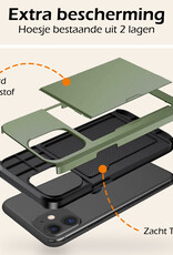 Nomfy Hoesje Geschikt voor iPhone 11 Hoesje Pasjeshouder Shockproof Hard Case Met Screenprotector - Hoesje Geschikt voor iPhone 11 Hoes Met Kaarthouder - Donker Groen