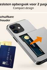 Nomfy Hoesje Geschikt voor iPhone 11 Hoesje Pasjeshouder Shockproof Hard Case Met Screenprotector - Hoesje Geschikt voor iPhone 11 Hoes Met Kaarthouder - Grijs