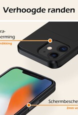 Nomfy Hoesje Geschikt voor iPhone 11 Hoesje Pasjeshouder Shockproof Hard Case Met Screenprotector - Hoesje Geschikt voor iPhone 11 Hoes Met Kaarthouder - Zwart