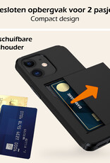 Nomfy Hoesje Geschikt voor iPhone 11 Hoesje Pasjeshouder Shockproof Hard Case Met 2x Screenprotector - Hoesje Geschikt voor iPhone 11 Hoes Met Kaarthouder - Zwart