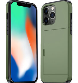 Nomfy Nomfy iPhone 11 Pro Hoesje Pashouder Hard - Donker Groen