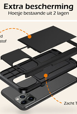 Nomfy Hoesje Geschikt voor iPhone 11 Pro Hoesje Pasjeshouder Shockproof Hard Case - Hoesje Geschikt voor iPhone 11 Pro Hoes Met Kaarthouder - Zwart