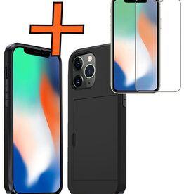 Nomfy Nomfy iPhone 11 Pro Hoesje Pashouder Hard Met Screenprotector - Zwart