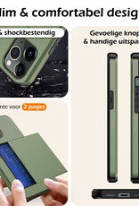 Nomfy Hoesje Geschikt voor iPhone 11 Pro Hoesje Pasjeshouder Shockproof Hard Case Met 2x Screenprotector - Hoesje Geschikt voor iPhone 11 Pro Hoes Met Kaarthouder - Donker Groen