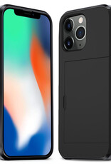 Nomfy Hoesje Geschikt voor iPhone 11 Pro Max Hoesje Pasjeshouder Shockproof Hard Case - Hoesje Geschikt voor iPhone 11 Pro Max Hoes Met Kaarthouder - Zwart
