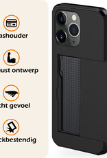 Nomfy Hoesje Geschikt voor iPhone 11 Pro Max Hoesje Pasjeshouder Shockproof Hard Case - Hoesje Geschikt voor iPhone 11 Pro Max Hoes Met Kaarthouder - Zwart