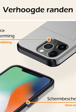 Nomfy Hoesje Geschikt voor iPhone 11 Pro Max Hoesje Pasjeshouder Shockproof Hard Case Met 2x Screenprotector - Hoesje Geschikt voor iPhone 11 Pro Max Hoes Met Kaarthouder - Grijs