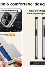 Nomfy Hoesje Geschikt voor iPhone 11 Pro Max Hoesje Pasjeshouder Shockproof Hard Case Met 2x Screenprotector - Hoesje Geschikt voor iPhone 11 Pro Max Hoes Met Kaarthouder - Grijs