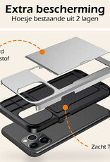 Nomfy Hoesje Geschikt voor iPhone 11 Pro Max Hoesje Pasjeshouder Shockproof Hard Case Met 2x Screenprotector - Hoesje Geschikt voor iPhone 11 Pro Max Hoes Met Kaarthouder - Grijs