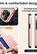 Nomfy Hoesje Geschikt voor iPhone 11 Pro Max Hoesje Pasjeshouder Shockproof Hard Case Met 2x Screenprotector - Hoesje Geschikt voor iPhone 11 Pro Max Hoes Met Kaarthouder - Rosé Goud