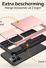 Nomfy Hoesje Geschikt voor iPhone 11 Pro Max Hoesje Pasjeshouder Shockproof Hard Case Met 2x Screenprotector - Hoesje Geschikt voor iPhone 11 Pro Max Hoes Met Kaarthouder - Rosé Goud