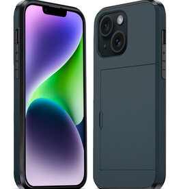 Nomfy Nomfy iPhone 14 Hoesje Pashouder Hard - Donker Blauw