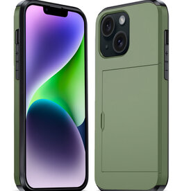 Nomfy Nomfy iPhone 14 Plus Hoesje Pashouder Hard - Donker Groen