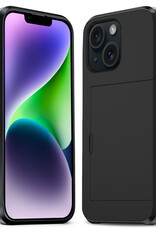 Nomfy Hoesje Geschikt voor iPhone 14 Plus Hoesje Pasjeshouder Shockproof Hard Case - Hoesje Geschikt voor iPhone 14 Plus Hoes Met Kaarthouder - Zwart