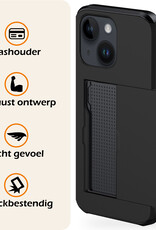 Nomfy Hoesje Geschikt voor iPhone 14 Plus Hoesje Pasjeshouder Shockproof Hard Case - Hoesje Geschikt voor iPhone 14 Plus Hoes Met Kaarthouder - Zwart