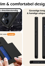 Nomfy Hoesje Geschikt voor iPhone 14 Plus Hoesje Pasjeshouder Shockproof Hard Case - Hoesje Geschikt voor iPhone 14 Plus Hoes Met Kaarthouder - Zwart